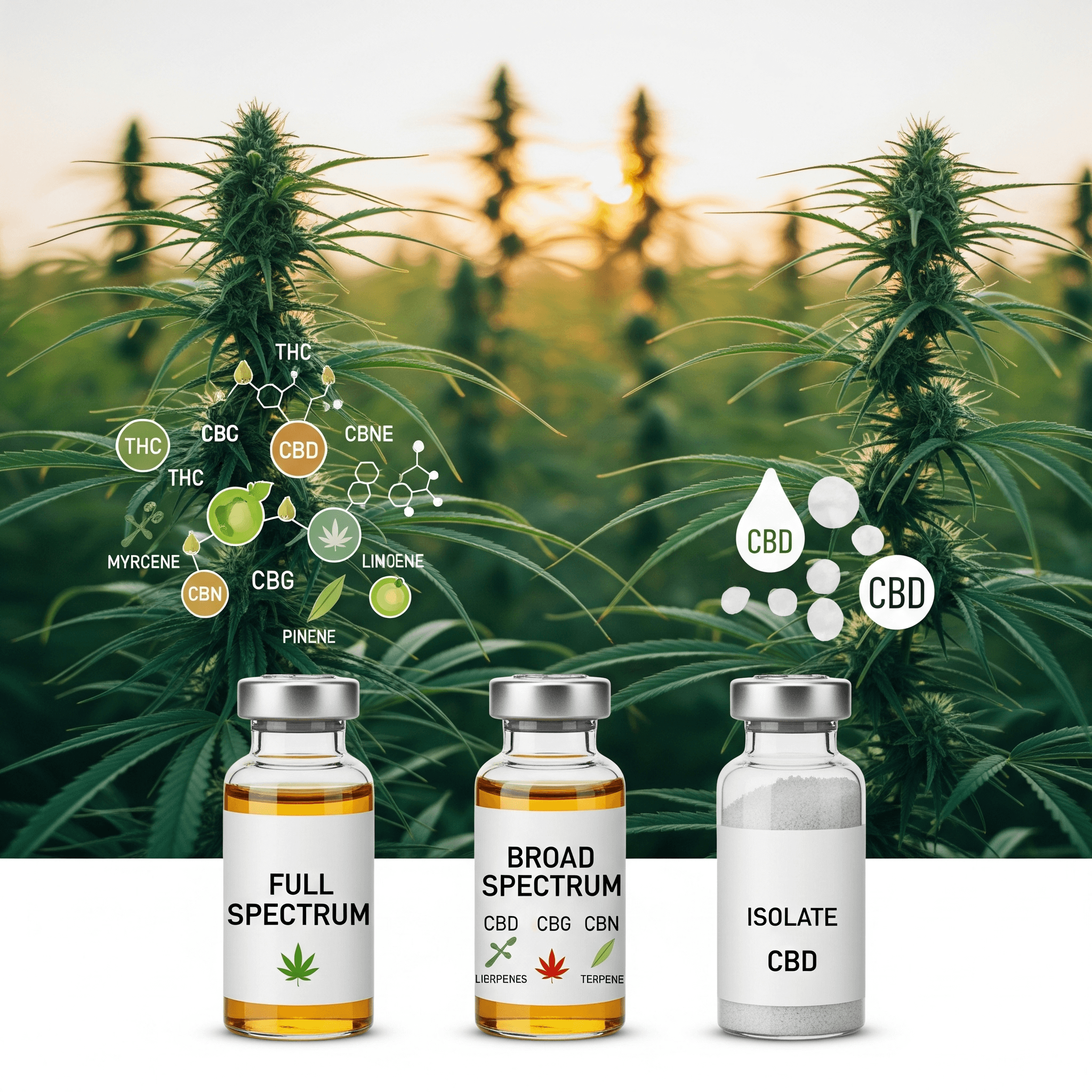 Full Spectrum CBD, Broad Spectrum CBD, and CBD Isolate