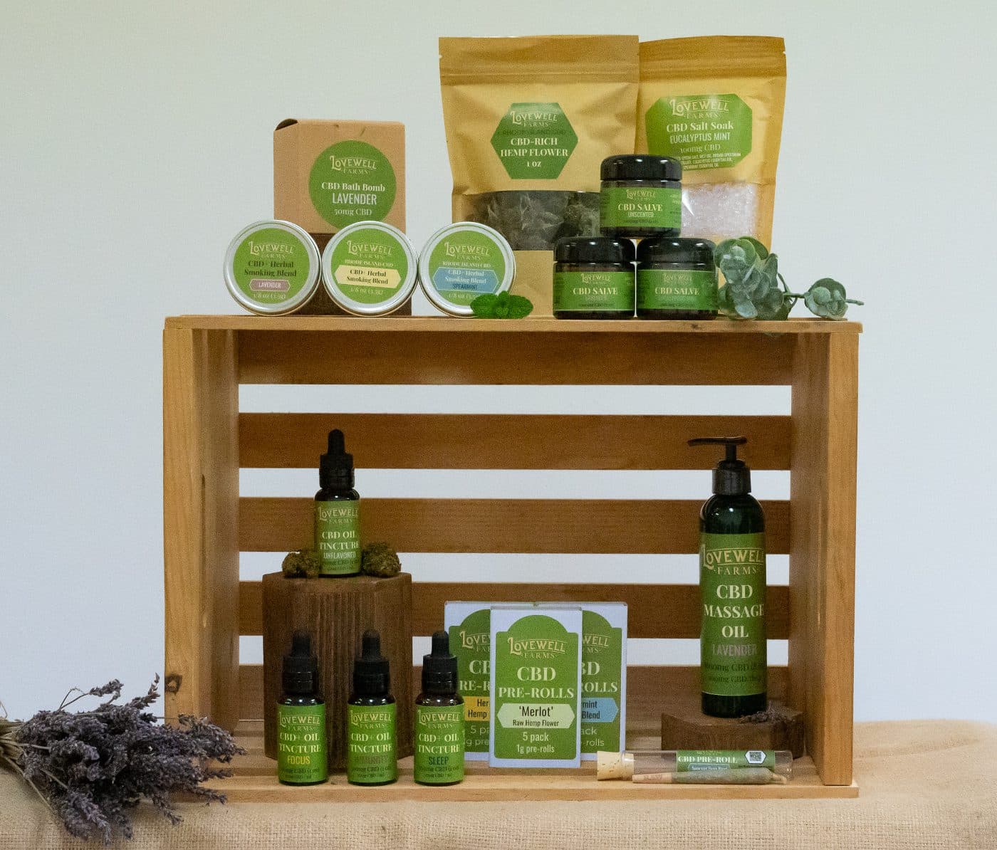 Image showing a collection of various Lovewell Farms CBD Products