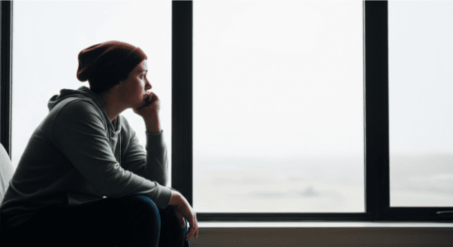 woman contemplating stress.